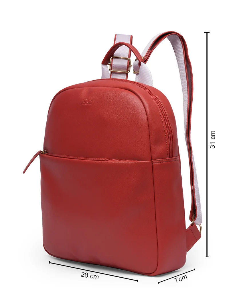 globus  Globus Women Red Vegan Leather Textured Medium Backpack With Up To 13 Inch Laptop Size  | Best Price UAE